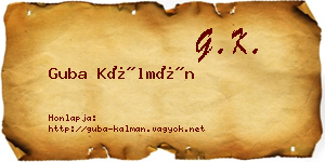 Guba Kálmán névjegykártya